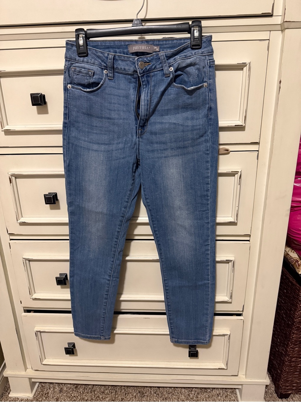 Just USA Skinny High-Rise Jeans in Medium Blue Wash